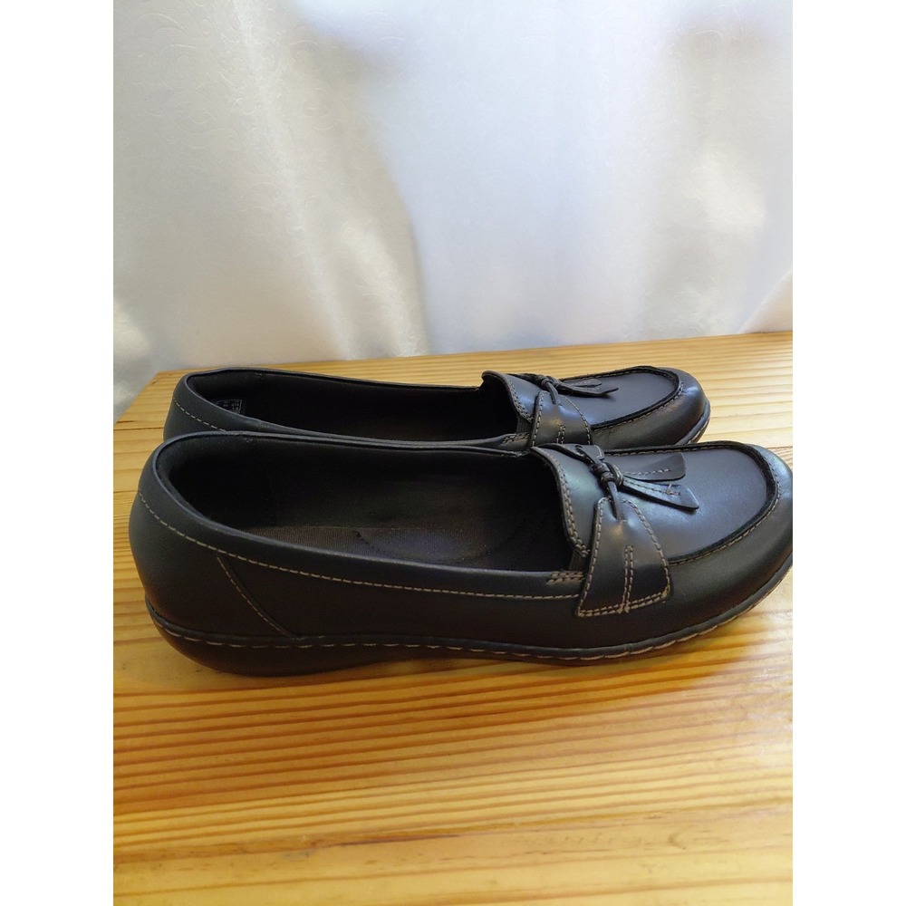 Clarks Ashland Comfort Loafer Flat Shoes Black Leather Tassel US 12 Narrow - Picture 2 of 8